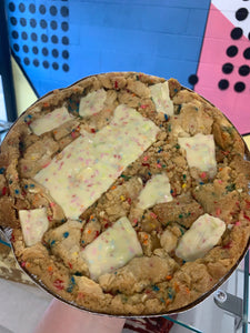 Birthday cake topped cookie pizza